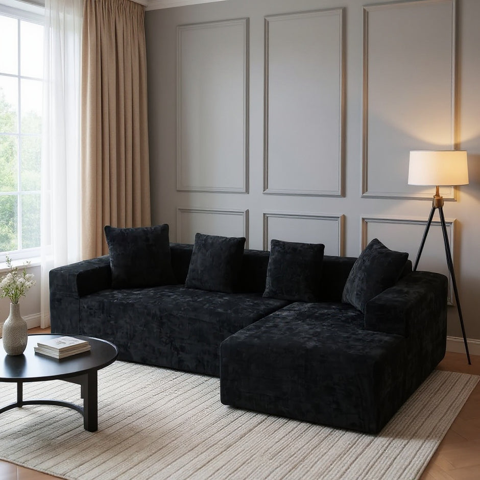 Modern Sectional Sofa with Deep Seats – Multiple Colors