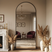 Arched Full Length Mirror – Black & Gold, Wall Mounted / Free Standing