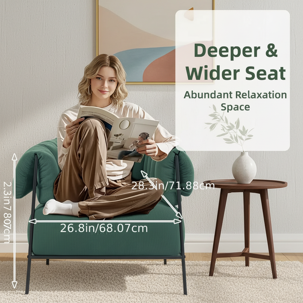 Modern Corduroy Barrel Lounge Chair – Beige / Grey