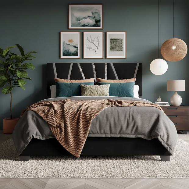 Modern Velvet Storage Bed with Drawers – Queen Size