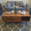 Lift-Top Coffee Table with Hidden Storage and Side Shelves – Black and Rustic Brown