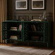 Carved Wood Sideboard with Floral Doors and Ample Storage
