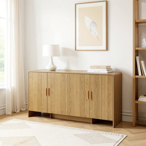 60" Modern Wooden Storage Cabinet with Adjustable Shelves | Sideboard Buffet