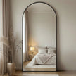 Arched Full-Length Floor Mirror with Metal Frame and Stand, Sizes 78