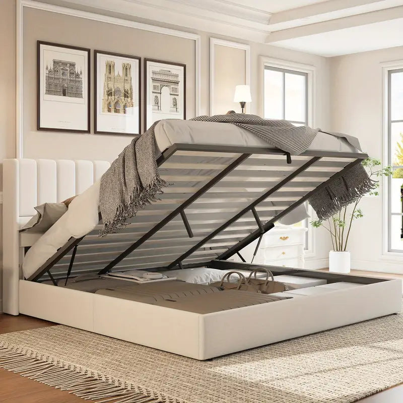 Upholstered Storage Lift Bed Frame – Queen & King Size