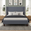 King Size Wingback Corduroy Upholstered Bed Frame