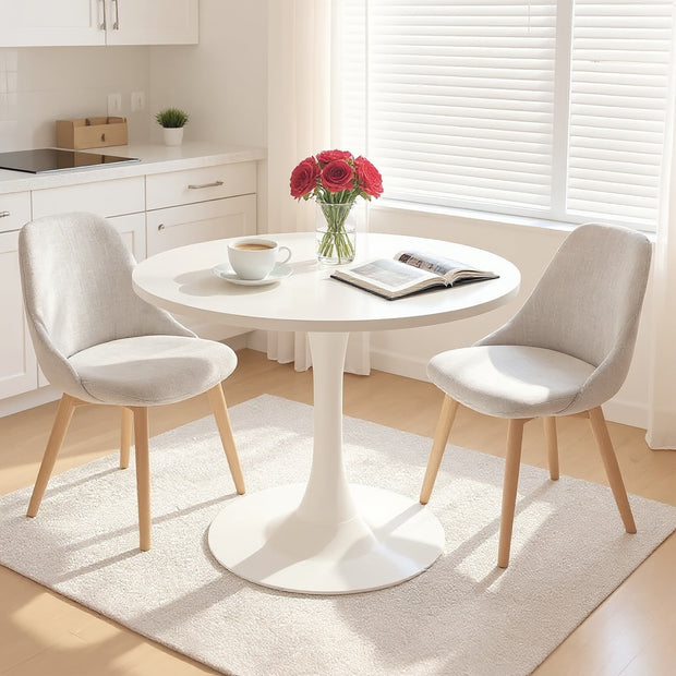Round White Tulip Dining Table – 31.5" Modern Pedestal Base