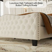 Tufted Upholstered Wingback Bed Frame with Nailhead Trim – King Size
