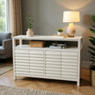 White Sideboard Buffet Cabinet with Louver Doors – 47
