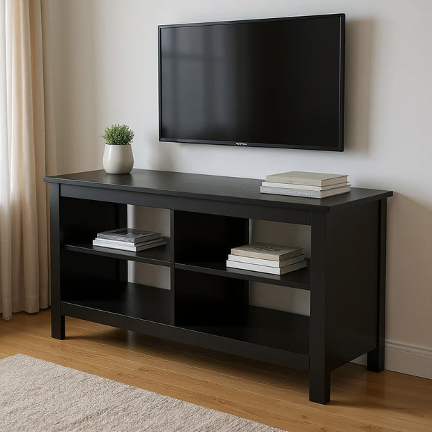 43" Modern Chic TV Stand with Storage Shelves – Black / White