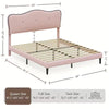 Curved Upholstered Bed Frame with Button-Tufted Headboard – Pink or White