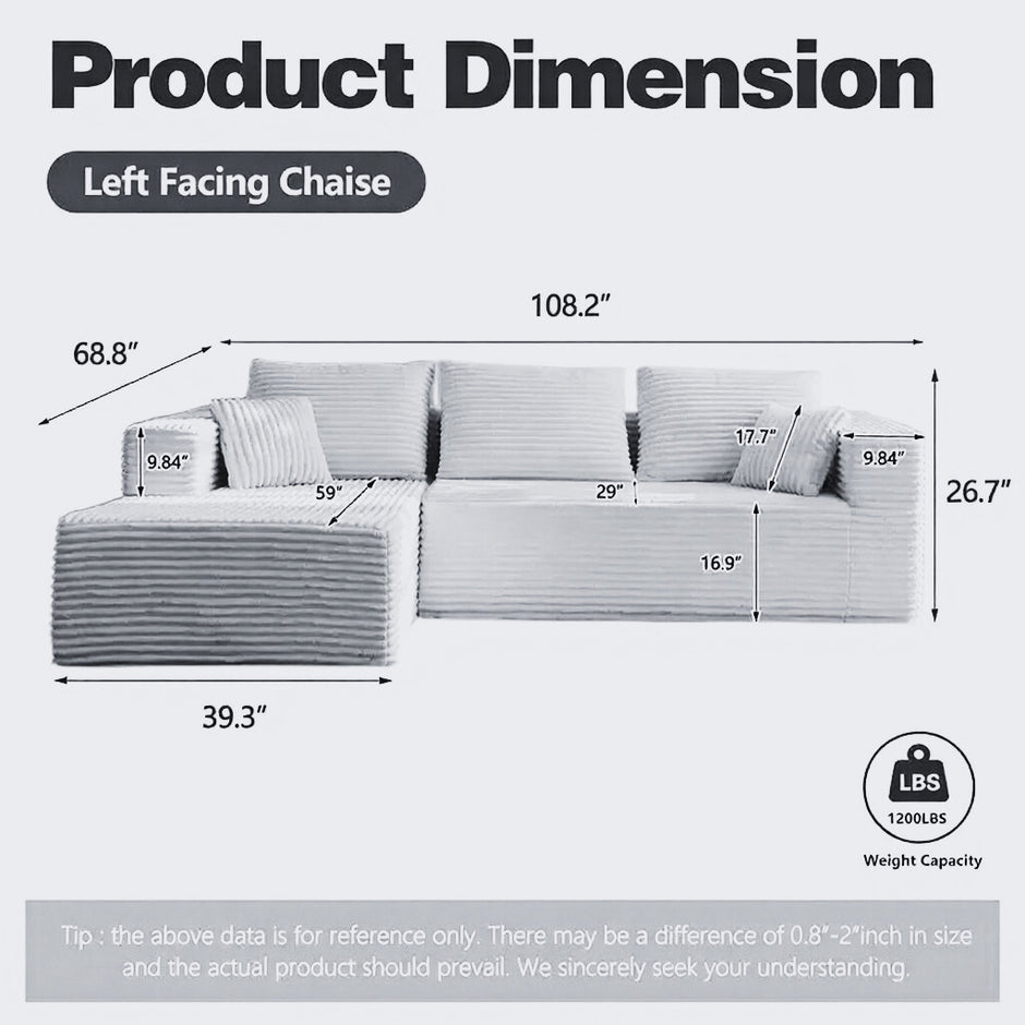 Modern L-Shaped Sectional Sofa with Chaise