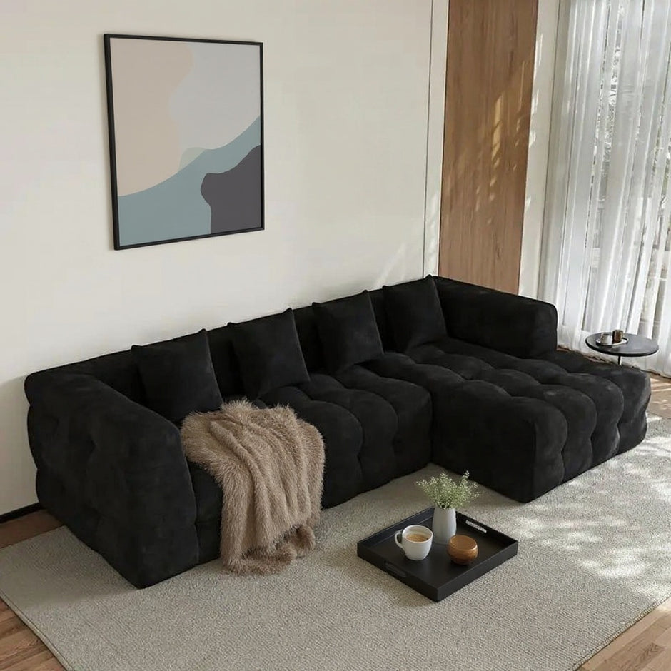 Modern Modular Sectional Sofa with Chaise – White & Black | Left & Right Configurations