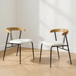 Set of 2 Modern Dining Chairs with Wood Back & Black Metal Legs