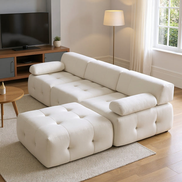 Modern Modular Velvet Sectional Sofa – U-Shaped, No Assembly Required