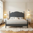 Queen Bed Frame with Corduroy Upholstered Headboard and RGB LED Lights