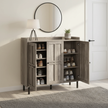 Large Rustic Gray 3-Door Shoe Cabinet with Adjustable Shelves