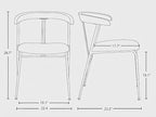 Set of 2 Modern Dining Chairs with Wood Back & Black Metal Legs