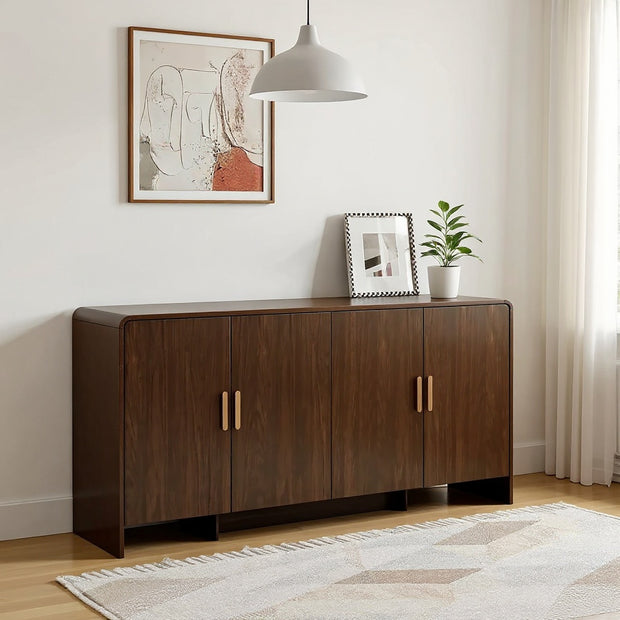 60" Modern Wooden Storage Cabinet with Adjustable Shelves | Sideboard Buffet