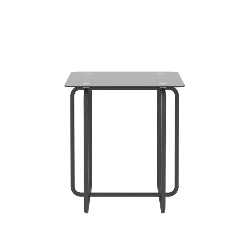 Modern Square Glass Side Table – Clear Glass or Black Glass – Metal Frame Accent Table
