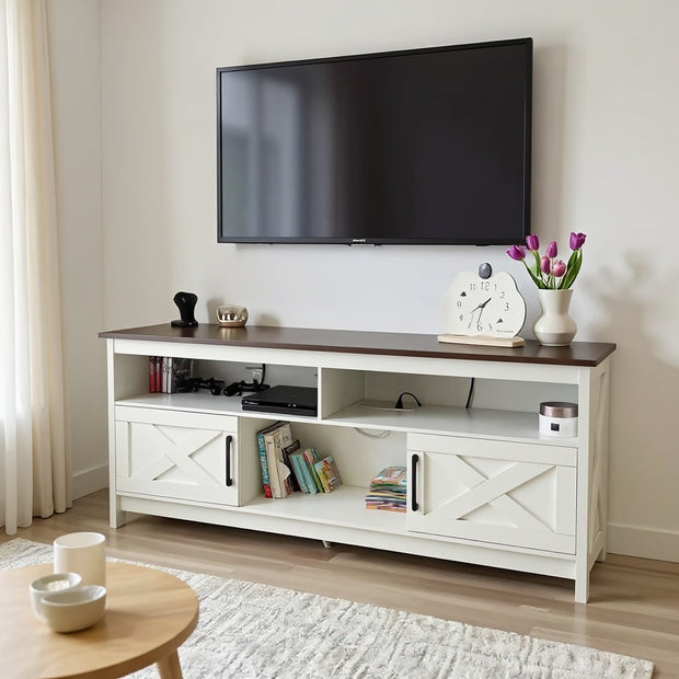 Rustic Farmhouse TV Stand for 50–65" TVs with Storage
