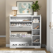 Modern Shoe Cabinet with Adjustable Shelves and 3 Tilt-Out Drawers – Black or White Finish