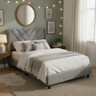 Modern Upholstered Platform Bed with Channel-Tufted Headboard