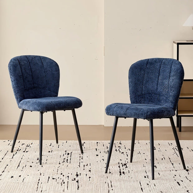 Set of 2 Modern Upholstered Dining Chairs with Metal Legs