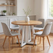 Round Wooden Dining Table for 4 with Pedestal Base, 47