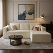 Modern Beige L-Shaped Sectional Sofa with Chaise – Corduroy Upholstery